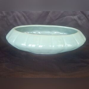 Vintage USA Pottery, Aquamarine Planter, Candy Dish, Or Bowl 10 inches Long